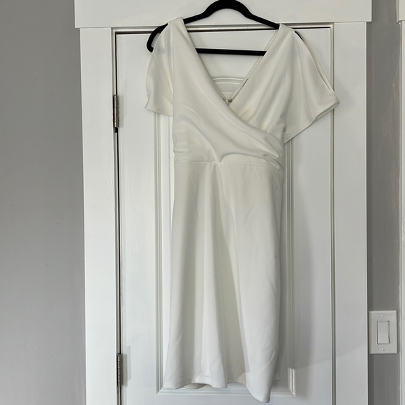 Enthralling Silhouette: Portia and Scarlett's Cold-Shoulder Cocktail Dress
